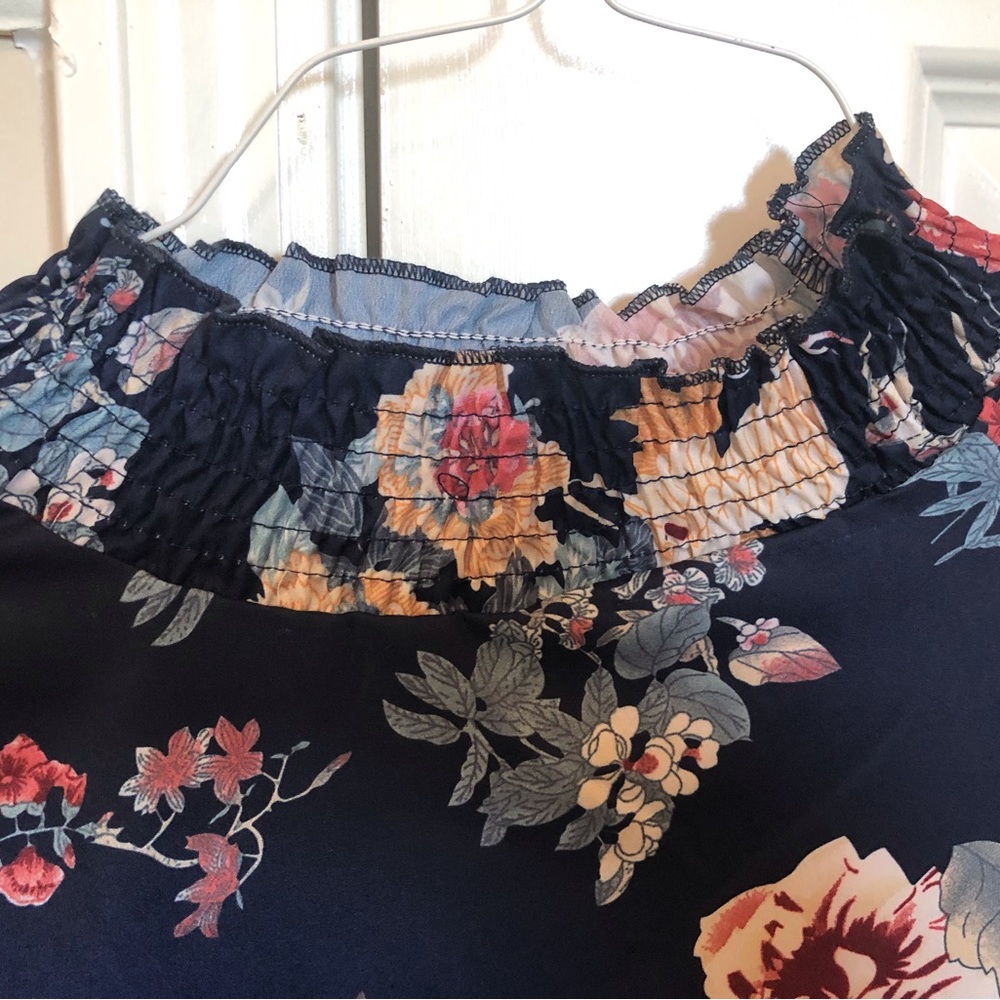 Navy blue floral blouse